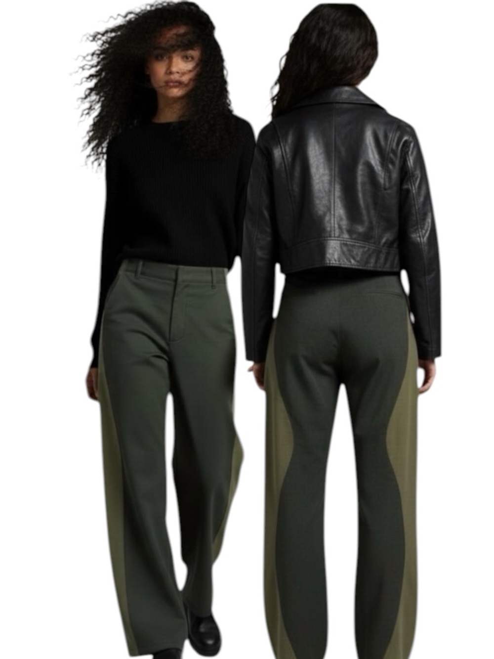 NWT Mimchik Two-Tone Green Twist Colorway Trousers Pants